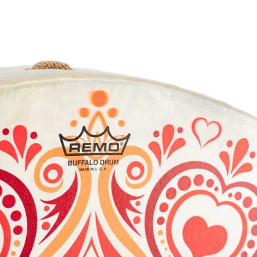 *Blemished* 22" Red Heart Mandala White Buffalo Drum #blem22whiteredheartmandala2