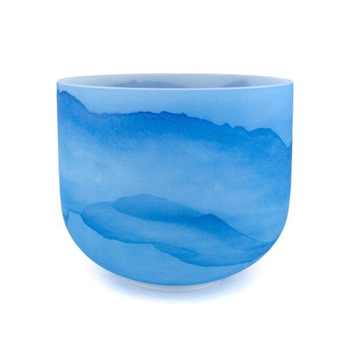 9" A Note 432Hz Azurite Frosted Fusion Crystal Singing Bowl Crystal Vibes #cvf9am25 11003739