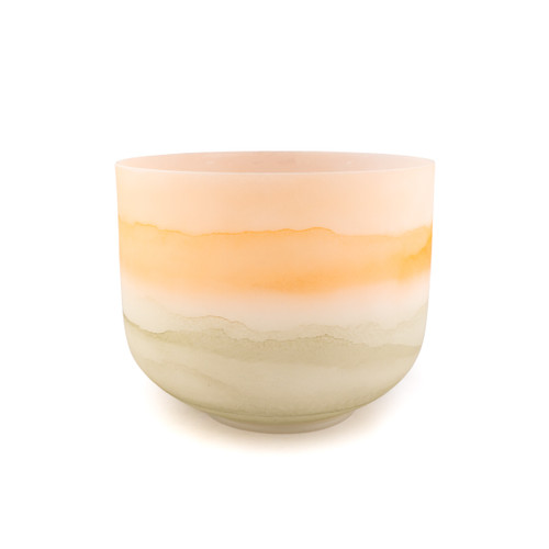 9" D Note 440Hz Moldavite & Orange Calcite Frosted Fusion Crystal Singing Bowl Crystal Vibes #cvf9dp15 11003758