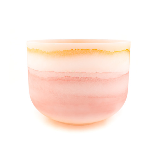 10" D Note 440Hz Perfect Pitch Rose Quartz & Orange Calcite Frosted Fusion Crystal Singing Bowl Crystal Vibes #cvf10dm10 11003760