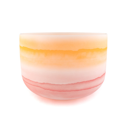 13" D Note 440Hz Perfect Pitch Orange Calcite & Rhodochrosite Frosted Fusion Crystal Singing Bowl Crystal Vibes #cvf13dm5 11003754