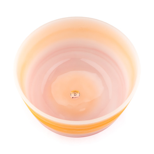 13" D Note 440Hz Perfect Pitch Orange Calcite & Rhodochrosite Frosted Fusion Crystal Singing Bowl Crystal Vibes #cvf13dm5 11003754