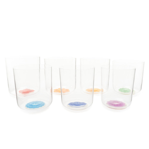 Etherealite Chakra Clear 440Hz Perfect Pitch Quartz Crystal Vibes Singing Bowl Set