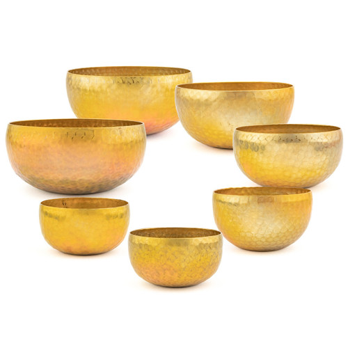 Zen Pro Third Octave 7 Bowl Etched Chakra Small Brass Himalayan Singing Bowl Set C3-B3