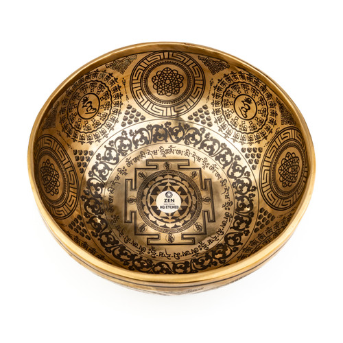 9.25" F/C Note Premium Etched Singing Bowl Zen Vedic Series