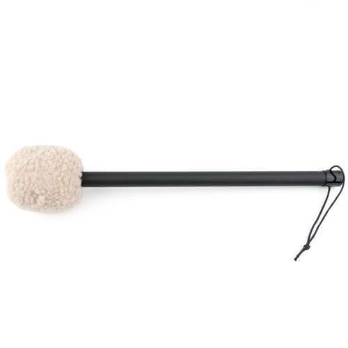 Zen Faux Wool Gong Mallet Soft Head with Black Handle & Wrist Strap Medium