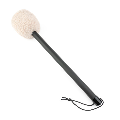 Zen Faux Wool Gong Mallet Soft Head with Black Handle & Wrist Strap Large