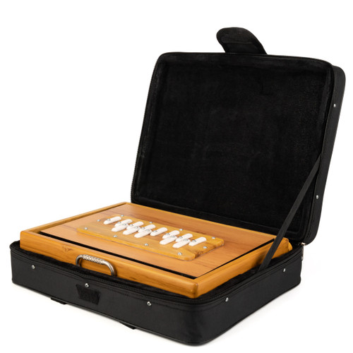 Medium 440Hz 13-Note One Octave C3-C4 Thetazen Shruti Box with Gold Bellows and Carry Case