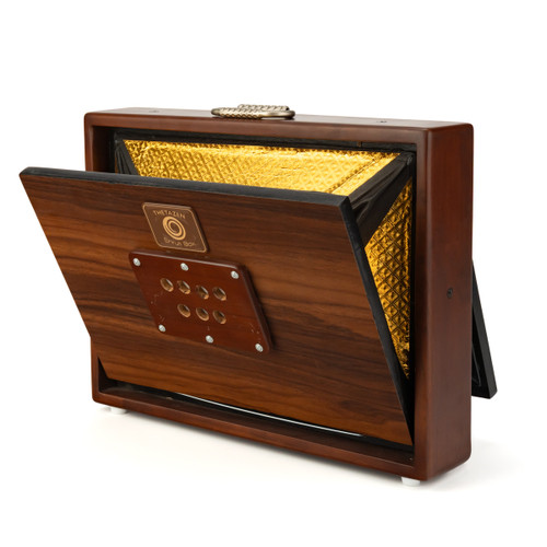 Medium 440Hz 13-Note One Octave C3-C4 Thetazen Shruti Box Dark Wood with Gold Bellows and Carry Case