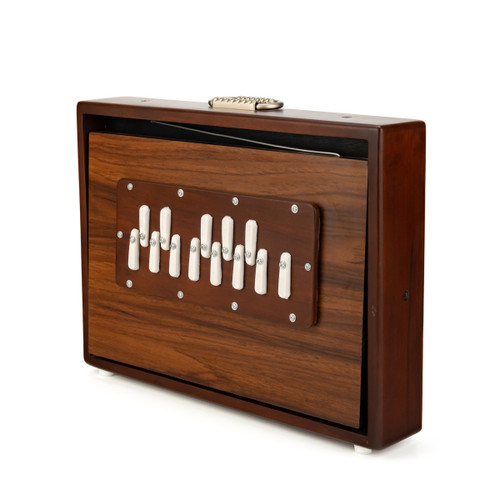 Medium 440Hz 13-Note One Octave C3-C4 Thetazen Shruti Box Dark Wood with Gold Bellows and Carry Case