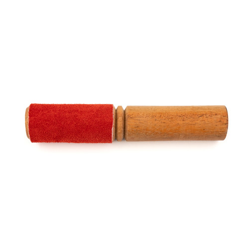 Small Carved Maroon Dual Suede/Wood Singing Bowl Striker #WS1S