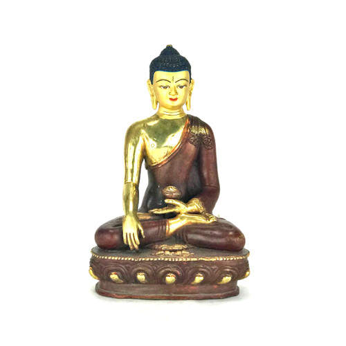 Gilded Gold/Bronze 8.5" Shakyamuni Nepalese Buddha Statue #st234