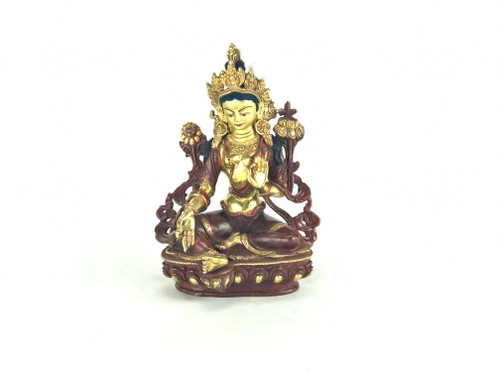 Gilded Gold/Bronze 8.5" Green Tara Nepalese Statue #st255