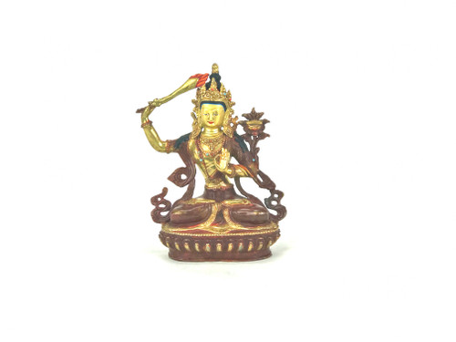Gilded Gold/Bronze 8.5" Manjushri Nepalese Buddha Statue #st281