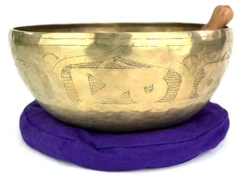 13" F#/D Note Engraved Himalayan Singing Bowl #f34450420