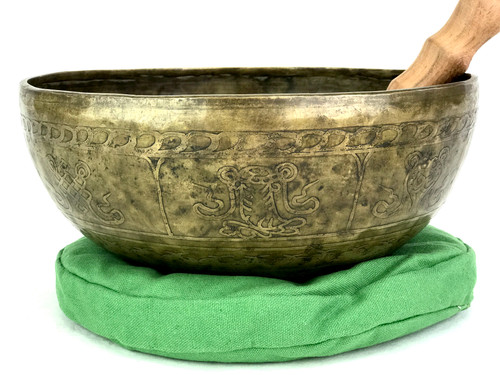 11" A#/F Note Etched Himalayan Singing Bowl #a21200920