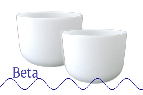 Monaural Beat Beta Wave A#/B Notes 9" Crystal Vibes Premium Frosted Crystal Singing Bowl Pair #beta15