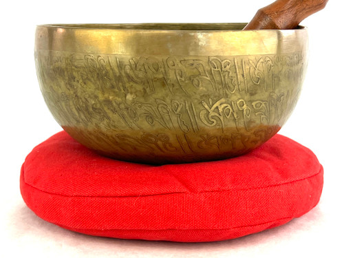 6.5" A#/E Note Etched Golden Buddha Himalayan Singing Bowl #a9050222x