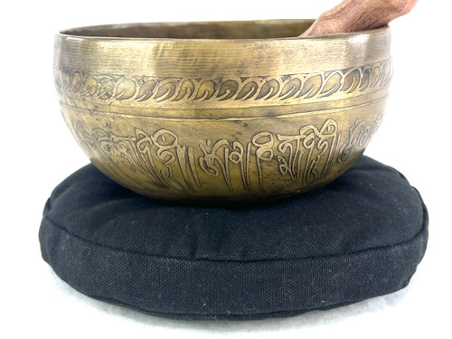 7" A/D# Note Etched Golden Buddha Himalayan Singing Bowl #a9150322