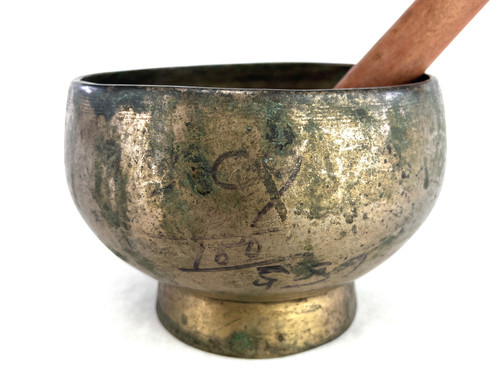 6.25" C#/F# Note Antique Naga Pedestal Himalayan Singing Bowl #c8850622