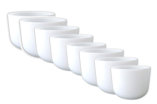 Crystal Vibes 440Hz Perfect Pitch 8-Note Frosted Crystal Singing Bowl Set 7-14" #CVF-440PP-8A
