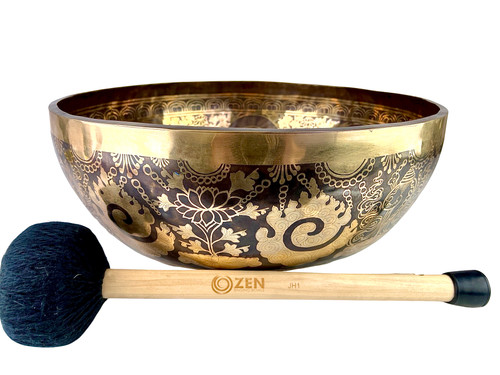 Zen Grounding Etched 10200 Gram G#/E Note Singing Bowl 19.75" #ztg10200