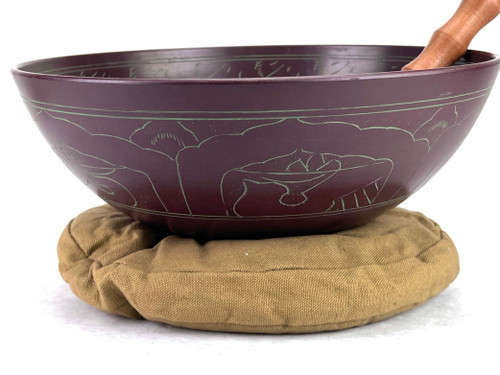 12.25" E/A Note Flat Cast Aluminum Himalayan Singing Bowl #e12501023