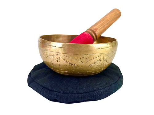 5" G#/D Note Engraved Himalayan Singing Bowl #g4851023