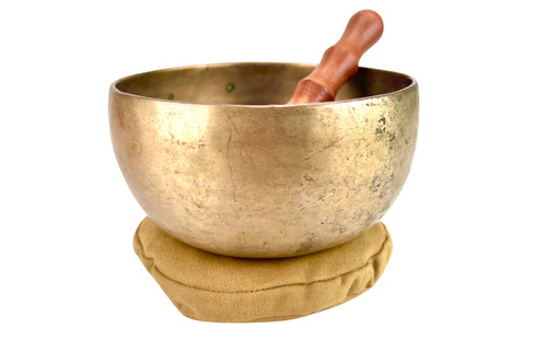 7" A#/E Note Antique Himalayan Singing Bowl #a7601023