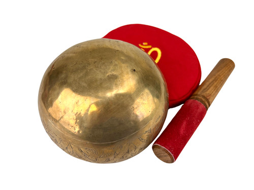 6" D#/A# Note Engraved Himalayan Singing Bowl #d6621123