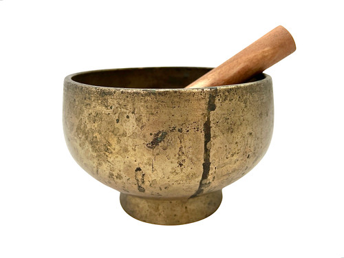 6.75" D#/G# Note Antique Naga Pedestal Himalayan Singing Bowl #d8401123