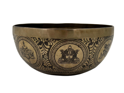 8.75" C#/G# Note Premium Etched Singing Bowl Zen Himalayan Pro Series #c14400224