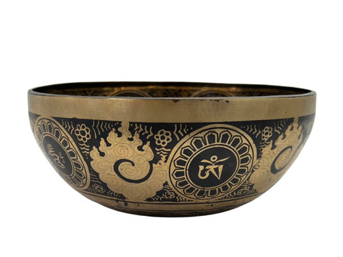 10.5" A#/F Note Premium Etched Singing Bowl Zen Himalayan Pro Series #a23450224