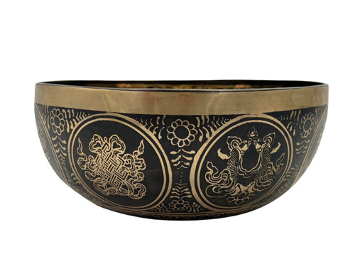 10.5" G#/D Note Premium Etched Singing Bowl Zen Himalayan Pro Series #g19400224