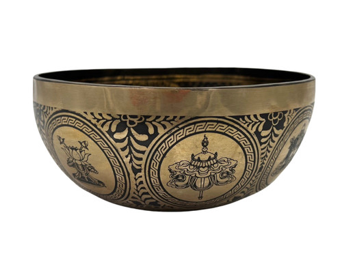 8" C#/G# Note Premium Etched Singing Bowl Zen Himalayan Pro Series #c9540224