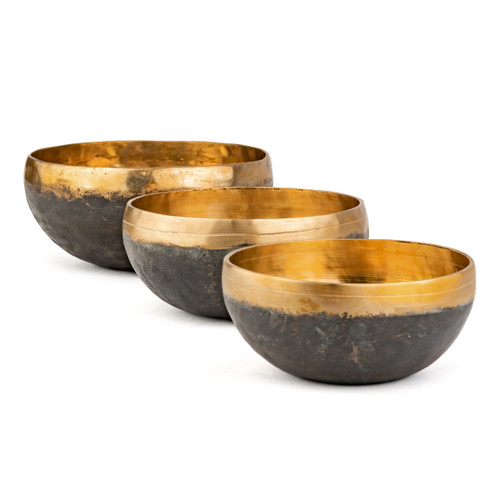5-6.75" 3-Note Zen Master Meditation Burnished Series Singing Bowl Set #zmmset27