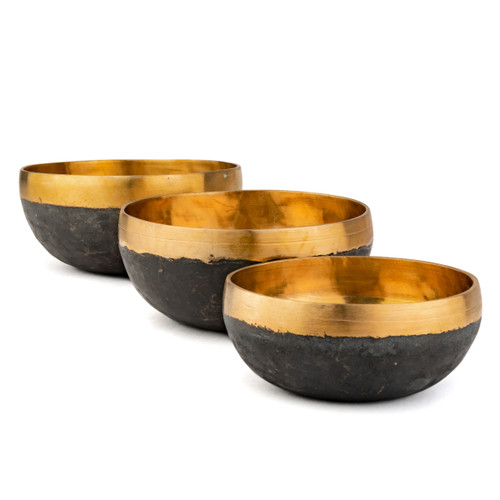 4.75-5.75" 3-Note Zen Master Meditation Burnished Series Singing Bowl Set #zmmset28