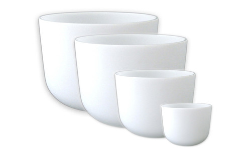 Crystal Vibes 432Hz Perfect Pitch 4-Note DFAC Frosted Crystal Singing Bowl Set 9-13" #CVF-432PP-4B