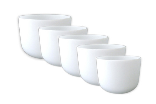 Crystal Vibes 432Hz Perfect Pitch 5-Note Endocrine Frosted Crystal Singing Bowl Set 9-14" #CVF-432PP-5C