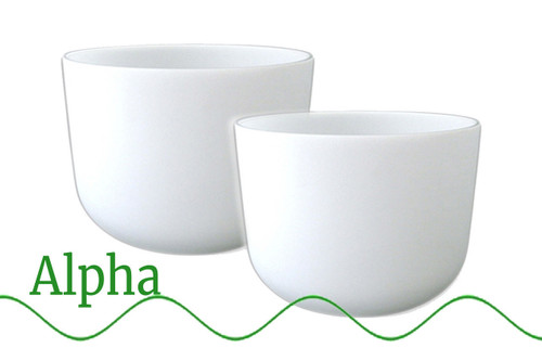 Monaural Beat Alpha Wave Pair E/D# Note 13-14" Crystal Vibes Frosted Singing Bowl Pair #alpha10