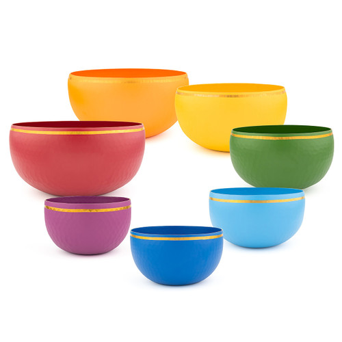 Zen Pro Second Octave 7 Bowl Chakra Colored Brass Himalayan Singing Bowl Set C2-B2