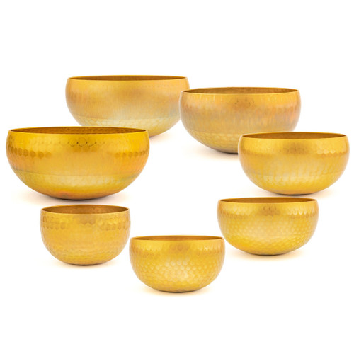 Zen Pro Third Octave 7 Bowl Etched Chakra Medium Brass Himalayan Singing Bowl Set C3-B3