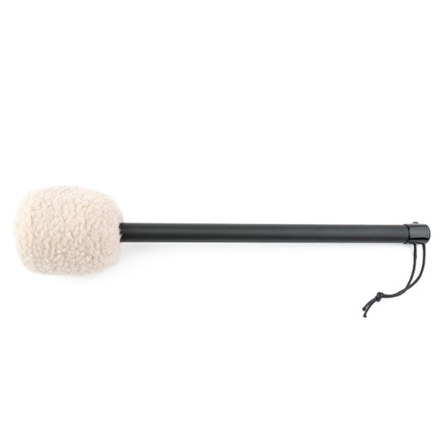 Zen Faux Wool Gong Mallet Soft Head with Black Handle & Wrist Strap Large