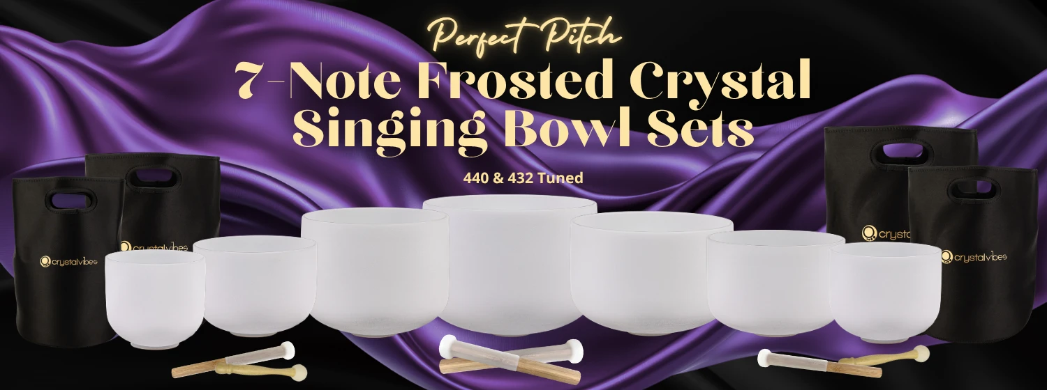 Perfect Pitch 7-Note Frosted Crystal Singing Bowl Sets