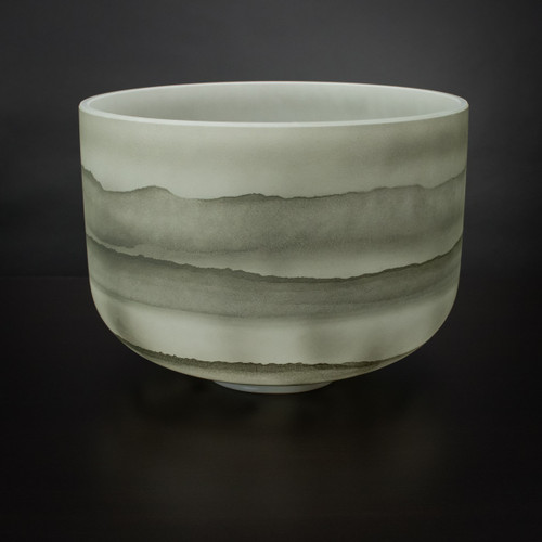 13" D Note 432Hz Moldavite Frosted Fusion Crystal Singing Bowl