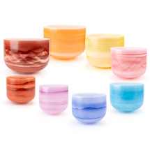 8-14" 8-Note 432Hz Perfect Pitch "Seven Chakras" Gemstone Fusion Empyrean Crystal Singing Bowl Set #set708