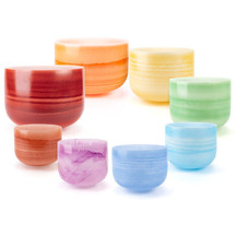 8-14" 8-Note 440Hz Perfect Pitch "Seven Chakras" Gemstone Fusion Empyrean Crystal Singing Bowl Set #set710
