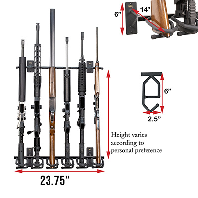 Vertical 6 Gun Rack For Slatwall - BB-HD53 - Hold Up Displays