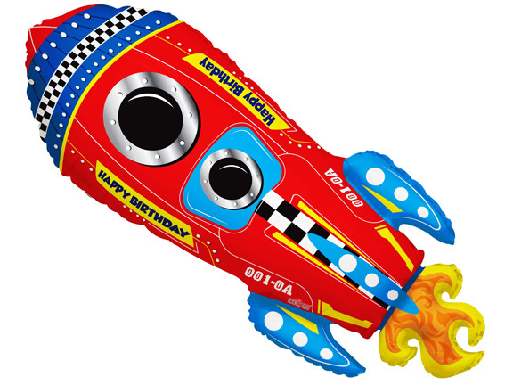 Happy Birthday Rocket Ship Shape - M & M Balloon Co. of Seattle