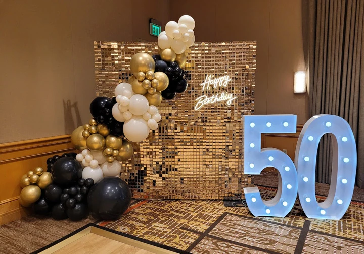 Lighted Numbers with Balloon Garland